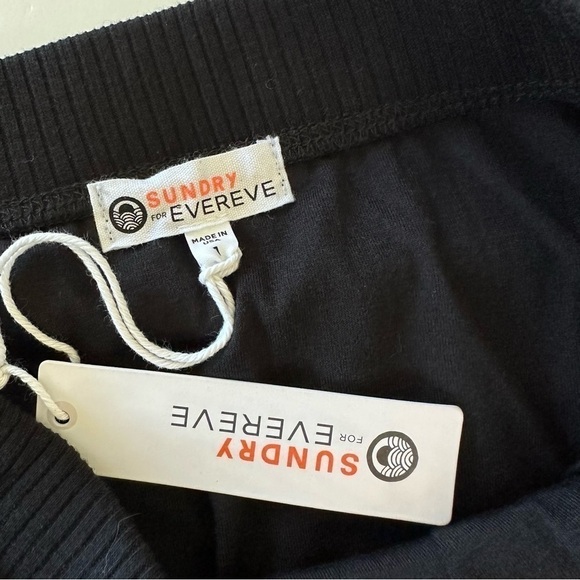 Sundry Evereve Womens 1 US Small Black Ribbed Ruched Knitted Mini Skirt New - Picture 3 of 5